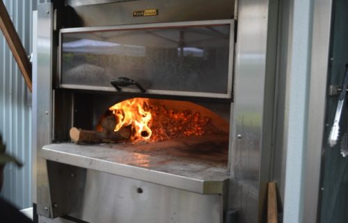 Outdoor wood fired pizza